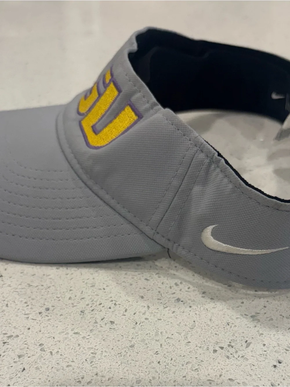 Nike LSU Embroidered Adjustable Visor in Light Gray and Yellow, Purple OSFM